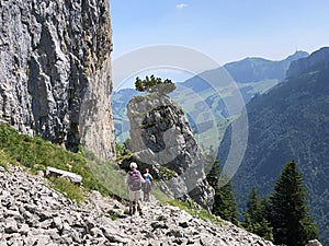 Fueessler-Felsen or Fuessler-Felsen on the Ebenalp alpine hill and in the Appenzellerland region