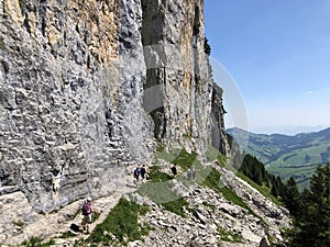 Fueessler-Felsen or Fuessler-Felsen on the Ebenalp alpine hill and in the Appenzellerland region