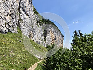 Fueessler-Felsen or Fuessler-Felsen on the Ebenalp alpine hill and in the Appenzellerland region