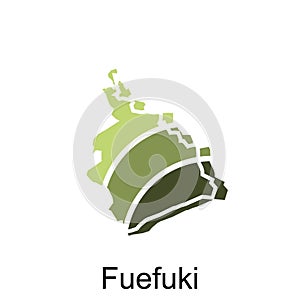 Fuefuki map color green illustration template design