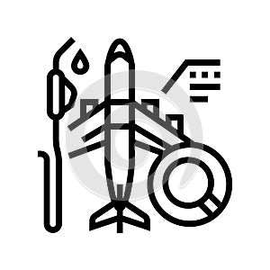 fuel analysis aircraft line icon vector illustration