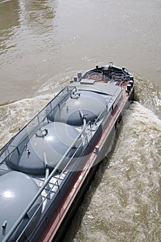 Fuel barge on the Seine River, Paris, ÃŽle-de-France