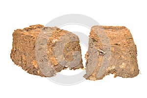 Fuel briquette isolated on white background