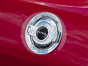 Fuel cap on red car