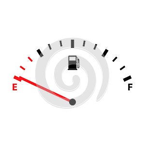 Fuel car indicator icon, gauge petrol automobile meter symbol, control sign vector illustration
