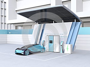 Fuel Cell powered autonomous car filling gas in Fuel Cell Hydrogen