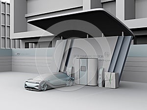 Fuel Cell powered autonomous car filling gas in Fuel Cell Hydrogen Station