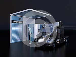 Fuel Cell powered truck filling hydrogen gas in Fuel Cell Hydrogen Station