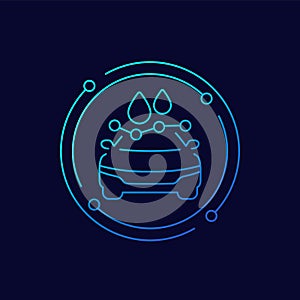 fuel consumption line icon with a car, vector