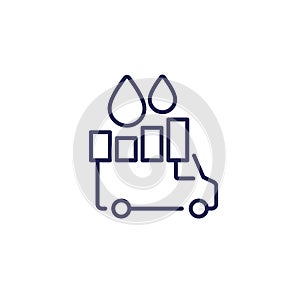 fuel consumption line icon with a van