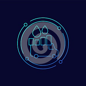 fuel consumption line icon with a van, vector