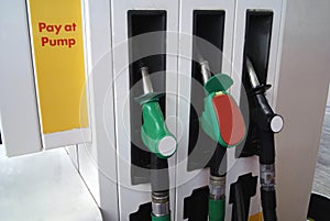 Fuel dispenser. Bowser. Petrol pump. Gas pump. Fuel pump nozzle