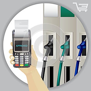 Fuel Dispenser And Fuel Nozzles At A Filling Station To Pump Pet