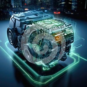 Fuel-efficient technologies featured in a hybrid engine