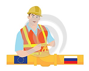 Fuel gas pipeline with flags transport from Russia to European EU