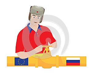 Fuel gas pipeline with flags transport from Russia to European EU