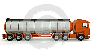 Fuel gas tanker truck isolated. 3D rendering