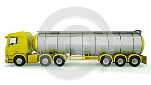 Fuel gas tanker truck isolated. 3D rendering