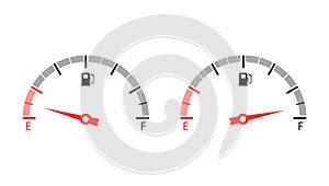 Fuel gauge. Empty and full tank of fuel. Vector illustration