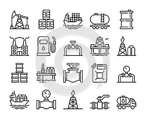 Fuel icons. Oil and gas industry line icon set. Editable Stroke.