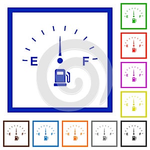 Fuel indicator flat framed icons
