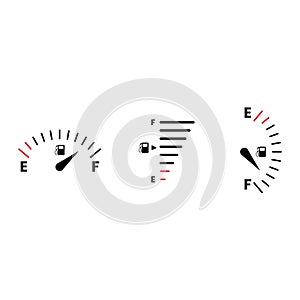 Fuel indicator for gas, petrol, gasoline, diesel level count. Set of car gauge for measuring fuel consumption and control gas tank