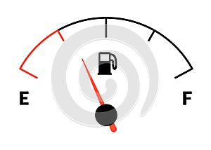 Fuel indicator meter or fuel gauge for petrol, gasoline, diesel level count. Control gas tank fullness. Fuel gauge