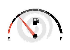 Fuel indicator meter or fuel gauge for petrol, gasoline, diesel level count. Control gas tank fullness. Fuel gauge