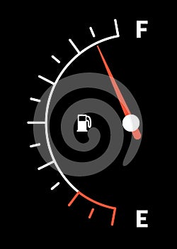 Fuel indicator meter or fuel gauge for petrol, gasoline, diesel level count. Control gas tank fullness. Fuel gauge