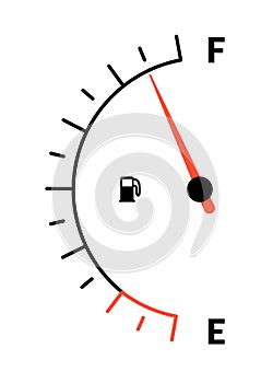 Fuel indicator meter or fuel gauge for petrol, gasoline, diesel level count. Control gas tank fullness. Fuel gauge