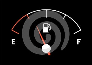 Fuel indicator meter or fuel gauge for petrol, gasoline, diesel level count. Control gas tank fullness. Fuel gauge