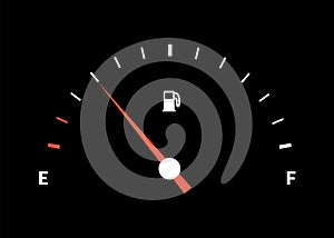Fuel indicator meter or fuel gauge for petrol, gasoline, diesel level count. Control gas tank fullness. Fuel gauge