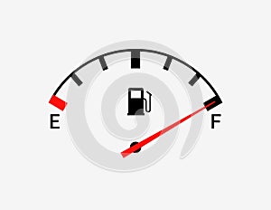 Fuel indicators gas meter. Gauge vector tank full icon. Car dial petrol gasoline dashboard photo