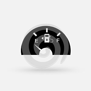 Fuel indicators gas meter. Gauge vector tank full icon. Car dial petrol gasoline dashboard. Simple modern icon design illustration