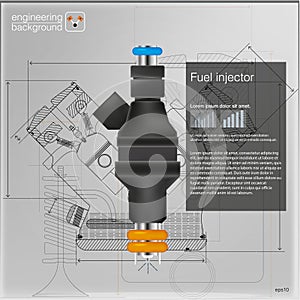 Fuel injector. Vector illustration. cars