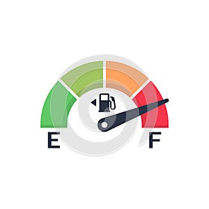 Fuel meter. Automobile indicator template. Gas gauge. Gas tank. Car control sensor. Vector illustration flat design