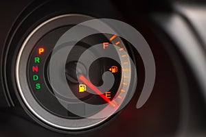 Fuel meter on empty position