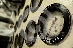 Fuel meter in old Russian submarine