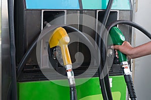 Fuel nozzle at a gas station