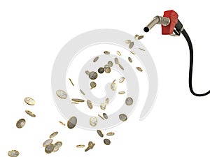 Fuel nozzle pouring Eur coins
