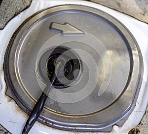 Fuel Pump beneath the rear seat of a sedan car