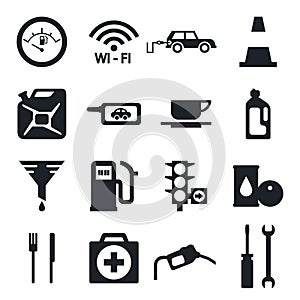 Fuel pump, gas station icons
