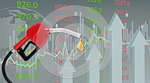 Fuel pump. Petrol price growth. Gas costs infographic. Diesel nozzle. Gasoline station. Finance management. Industry oil