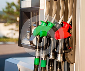 Fuel pumps at petrol station