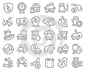 Fuel station line icons collection. Thin outline icons pack. Vector illustration eps10