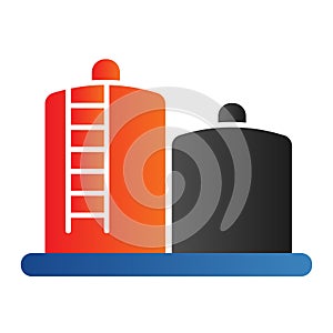 Fuel storage flat icon. Tank farm with liquid. Oil industry vector design concept, gradient style pictogram on white