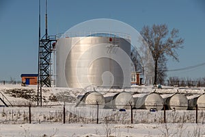 Fuel storage tanks in the protected area in winter