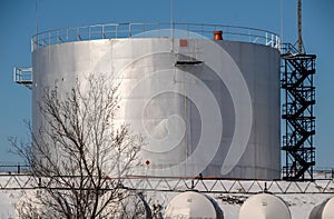 Fuel storage tanks in the protected area in winter