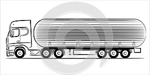 Fuel tanker truck abstract silhouette on white background