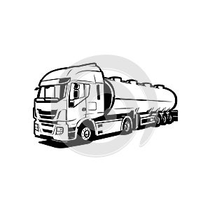 Fuel tanker truck vector clipart stock vector. Semi trailer oil tanker vector art illustration